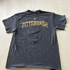 Pittsburgh Pirates Shirt Mens Medium Gray MLB Baseball Majestic Josh Harrison 5